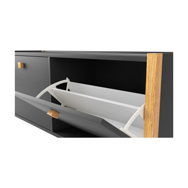 Bancă cu spațiu depozitare încălțăminte / pantofar Woodman Bode, gri închis-image-3