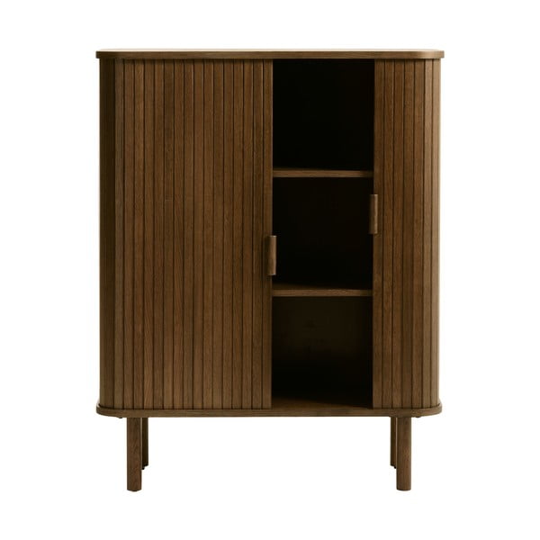 Dulap maro cu aspect de lemn de stejar cu ușă glisantă 113x90 cm Cavo – Unique Furniture-image-2