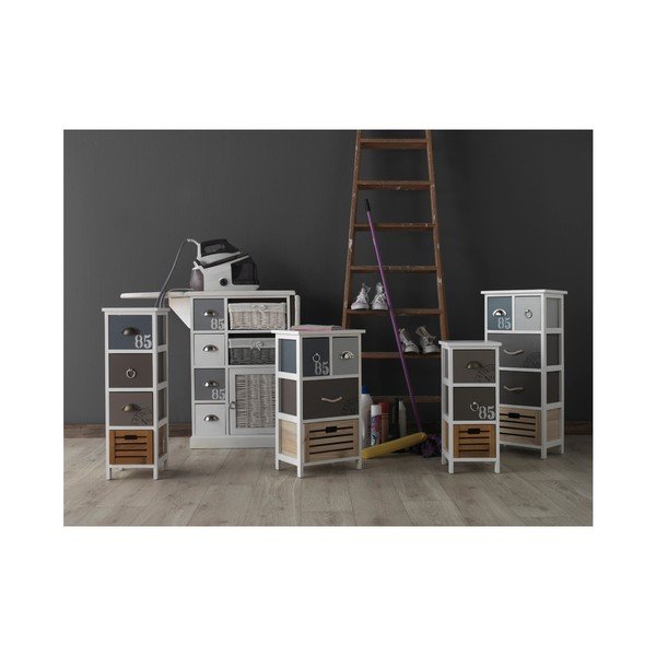 Comodă cu placă de călcat și 2 coșuri împletite Geese Home, alb-image-1