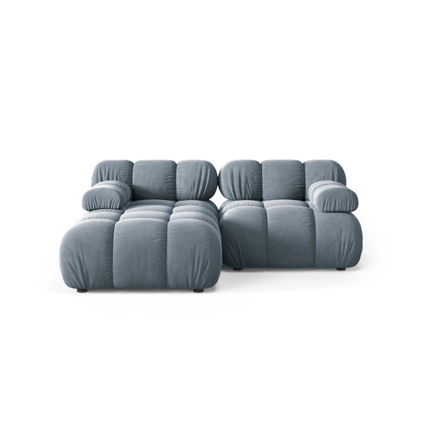 Colțar modular gri cu tapițerie din catifea (cu colț pe partea stângă/cu șezlong) – Micadoni 