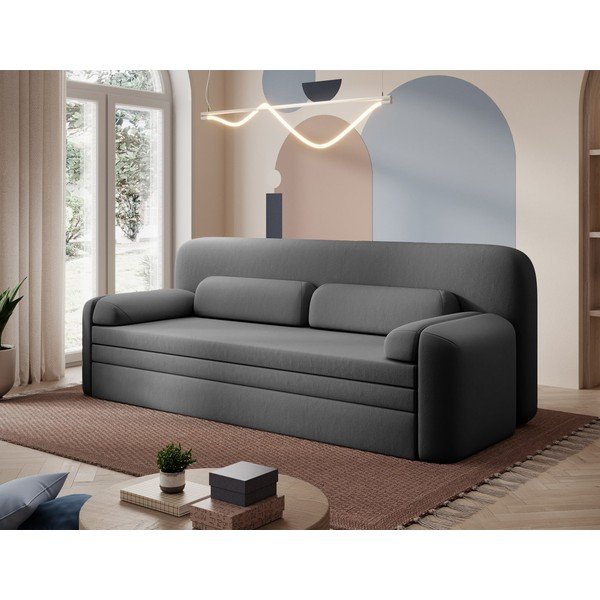Canapea taupe extensibilă/cu spațiu de depozitare cu tapițerie din catifea 236 cm Elioss – ELTAP-image-3