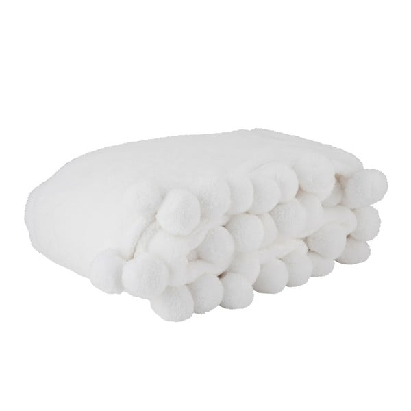 Pătură albă J-Line Pom-Poms