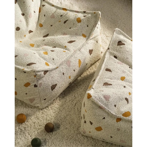 Fotoliu puf pentru copii alb cu tapițerie din țesătură bouclé/cu tapițerie din chenille Terrazzo Chair – Wigiwama-image-4