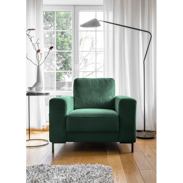 Fotoliu verde închis cu tapițerie din catifea reiată Lofty Lilly – Miuform-image-1