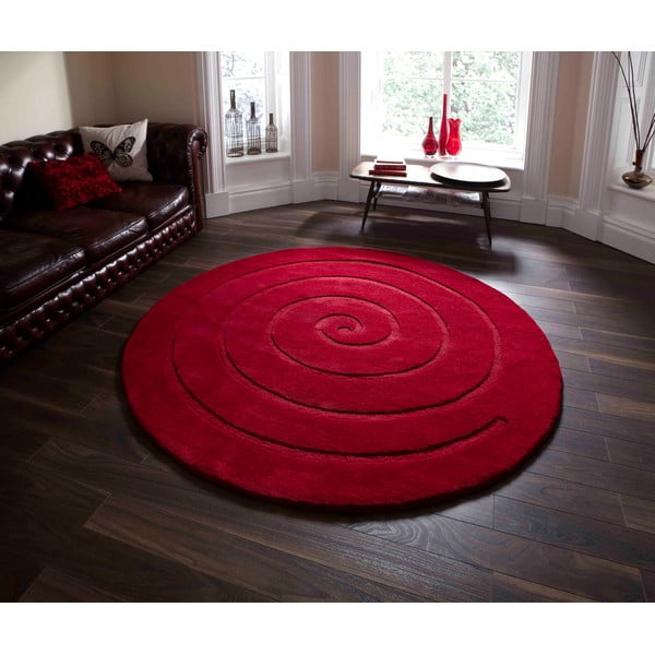 Covor rotund din lână Think Rugs Spiral, ⌀ 180 cm, roșu rubin-image-1