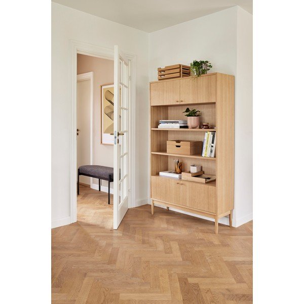 Bibliotecă în culoare naturală cu aspect de lemn de stejar 100x170 cm Prime – Hübsch-image-1