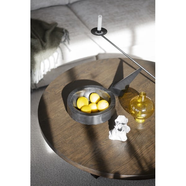 Măsuță de cafea maro închis rotundă cu aspect de lemn de stejar ø 110 cm Boxford – Rowico-image-4