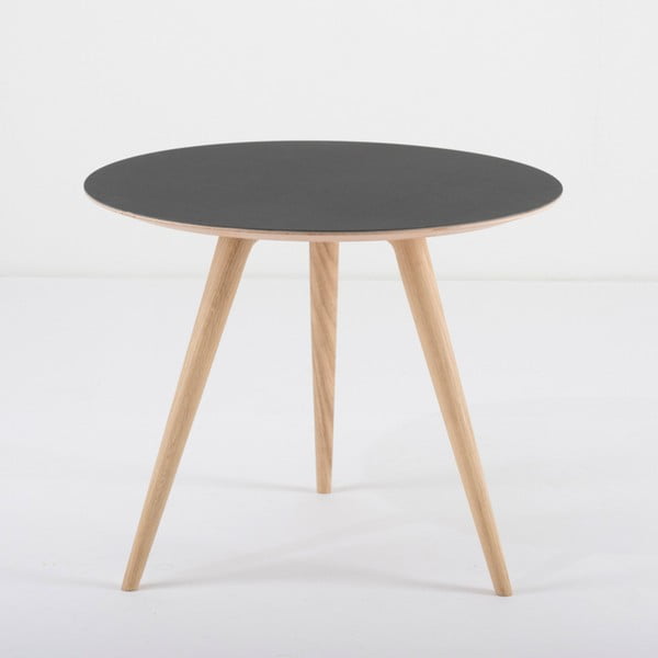 Măsuță auxiliară din lemn de stejar cu blat negru Gazzda Arp, Ø 55 cm-image-2