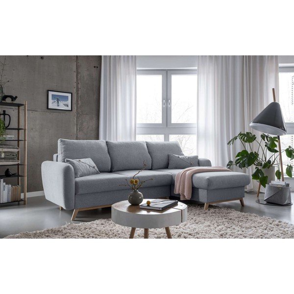 Colțar extensibil cu șezlong pe partea dreaptă Miuform Scandic Lagom, gri deschis-image-3