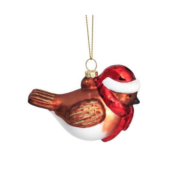 Ornament de Crăciun lucrat manual din sticlă 5 cm Robin – Sass & Belle