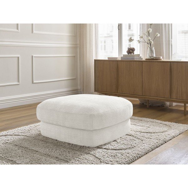 Taburet alb cu tapițerie din chenille Leonore – Bobochic Paris-image-1