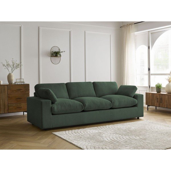 Canapea verde cu tapițerie din catifea reiată  250 cm Belair – Bobochic Paris-image-1