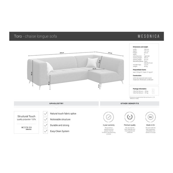 Colţar cu şezlong pe partea stângă MESONICA Toro, gri închis-image-4