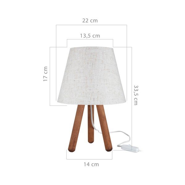 Veioză albă/în culoare naturală cu abajur textil (înălțime 33,5 cm) – Squid Lighting-image-2