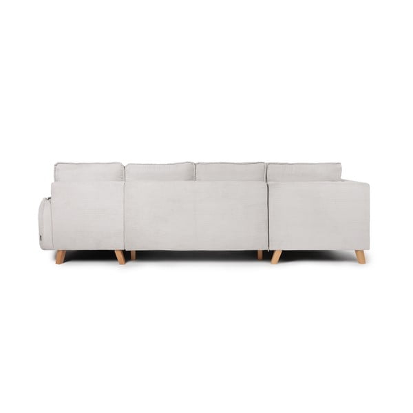 Colțar bej extensibil cu tapițerie din catifea reiată  (cu colț pe partea stângă /în formă de "U") Tori – Bonami Selection-image-4