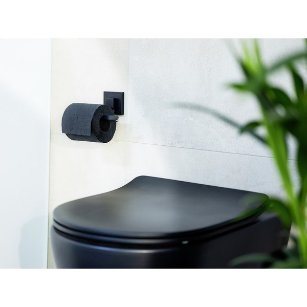 Suport pentru hârtie igienică negru autoadeziv din oțel inoxidabil Quadro – Wenko-image-1