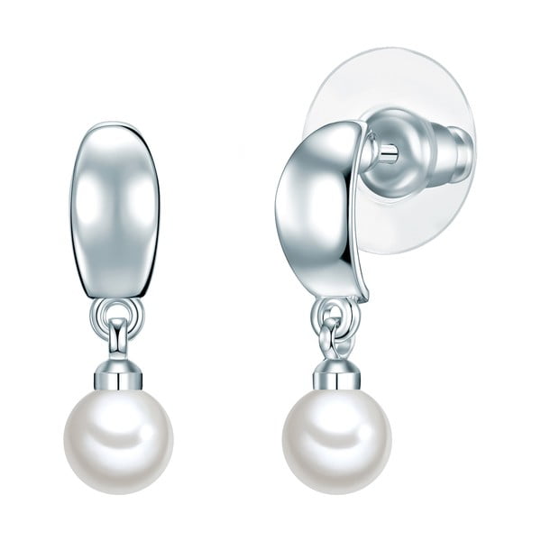 Cercei cu perlă albă Perldesse Fea, ⌀ 6 mm