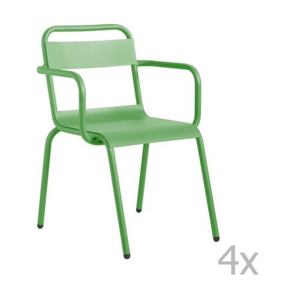 Set 4 scaune de grădină, cu cotiere Isimar Biarritz, verde