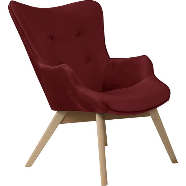 Fotoliu roșu cu tapițerie din catifea Niko – Ropez