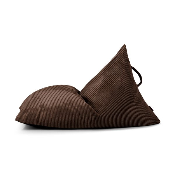 Fotoliu puf pentru copii maro închis cu tapițerie din catifea reiată Razzy – SLOWDOWN