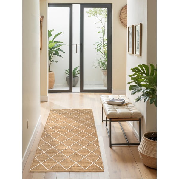 Covor tip traversă în culoare naturală țesut manual din iută 80x200 cm Kunu – Hanse Home-image-3