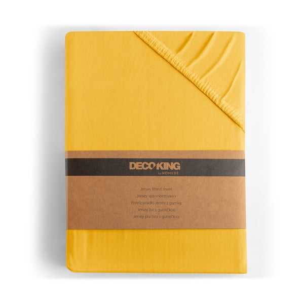 Cearceaf galben din jerseu cu elastic 220x200 cm Amber – Restilo-image-4