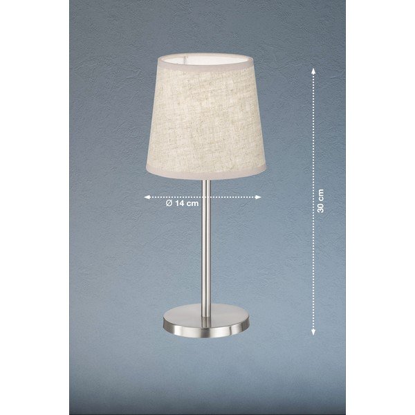 Veioză bej/argintie cu abajur textil (înălțime 30 cm) Eve – Fischer & Honsel-image-2