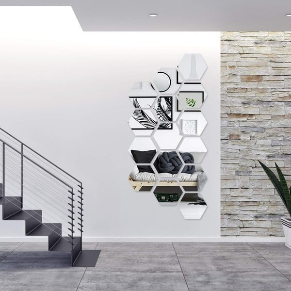 Autocolante de tip oglindă pentru perete 12 buc. 20x17 cm Hexagonal – Ambiance-image-2