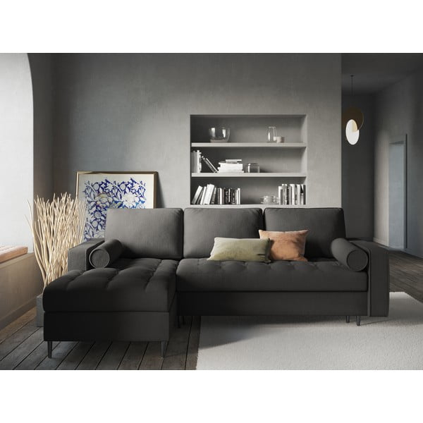 Canapea extensibilă cu șezlong stânga Milo Casa Santo, gri închis-image-1