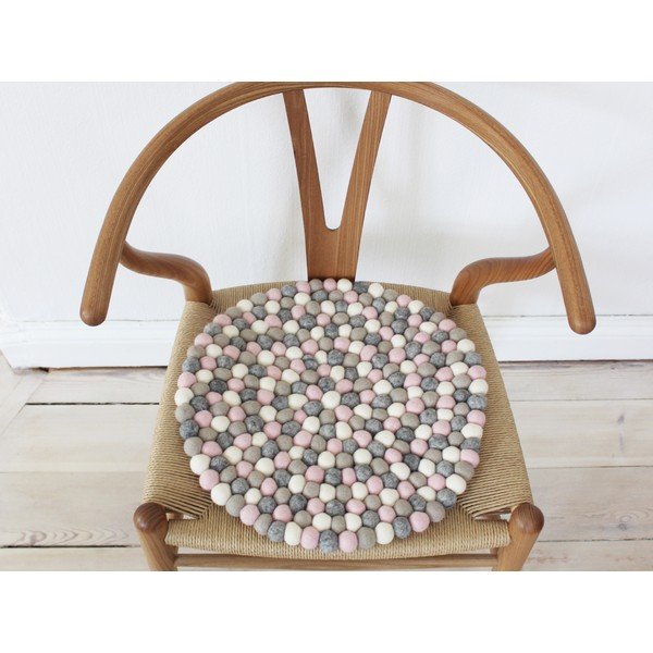 Pernă pentru scaun cu bile din lână Wooldot Ball Chair Pad, ⌀ 39 cm, gri - roz deschis-image-2