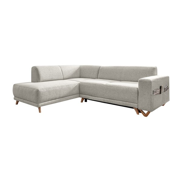 Colțar bej extensibil/cu spațiu de depozitare (cu colț pe partea stângă/în formă de ”L”) Classy Sophie – Miuform