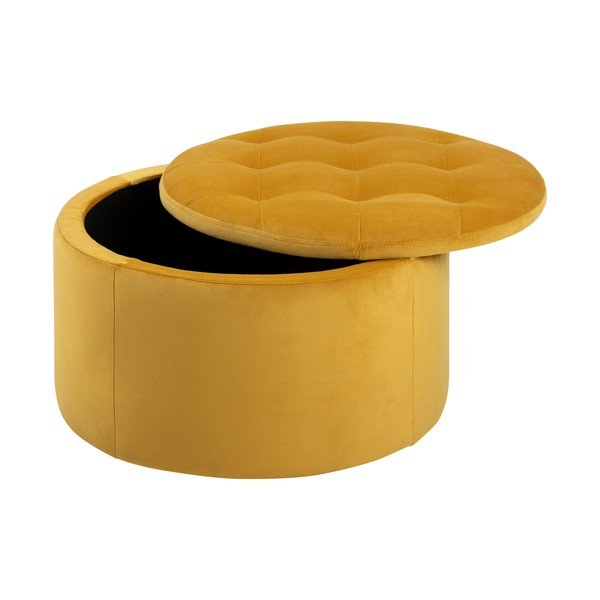 Puf cu husă din catifea Actona Retina, ⌀ 60 cm, galben-image-4