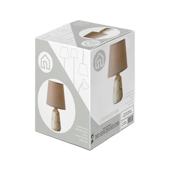 Veioză bej din ceramică cu abajur textil (înălțime 28 cm) – Casa Selección-image-4