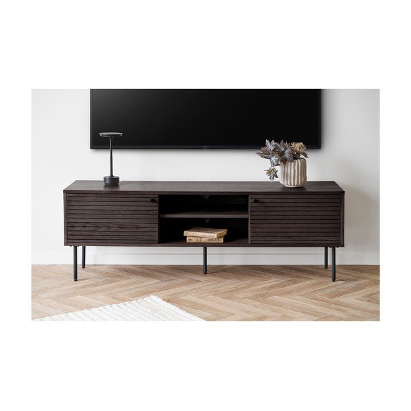 Comodă TV maro cu aspect de lemn de stejar 40x50x150 cm Kyoto – House Nordic-image-1