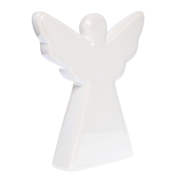 Decorațiune din ceramică Ewax Angel, lungime 15 cm, alb