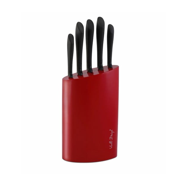 Set 5 cuțite cu suport Vialli Design, roșu