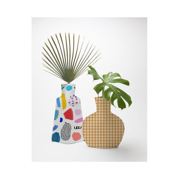 Set 2 vaze textile pentru flori Really Nice Things Yellow Vichy