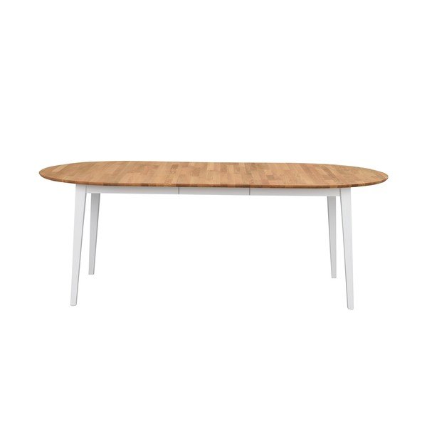 Masă de dining ovală pliabilă din lemn de stejar, cu picioare albe Rowico Filipa, 170 x 105 cm-image-3