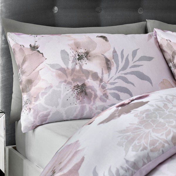 Lenjerie de pat Catherine Lansfield Dramatic Floral, 200 x 200 cm, roz-image-2
