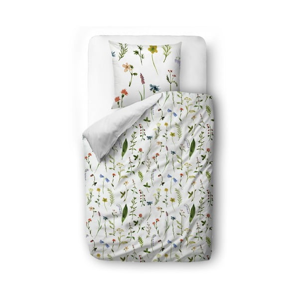Lenjerie de pat alb-verde din bumbac satinat pentru pat de o persoană 140x200 cm – Butter Kings