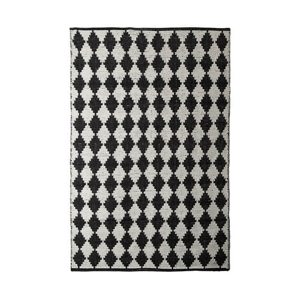 Covor din bumbac țesut manual Pipsa Diamond, 140 x 200 cm, negru-alb