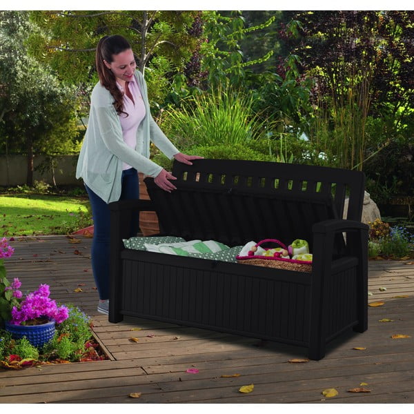 Bancă de grădină maro închis din plastic – Keter-image-2