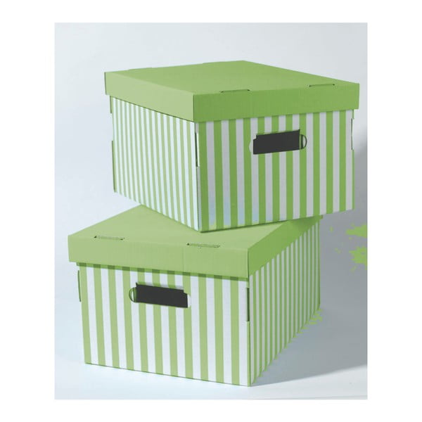 Set 2 cutii de depozitare Compactor Stripes, verde