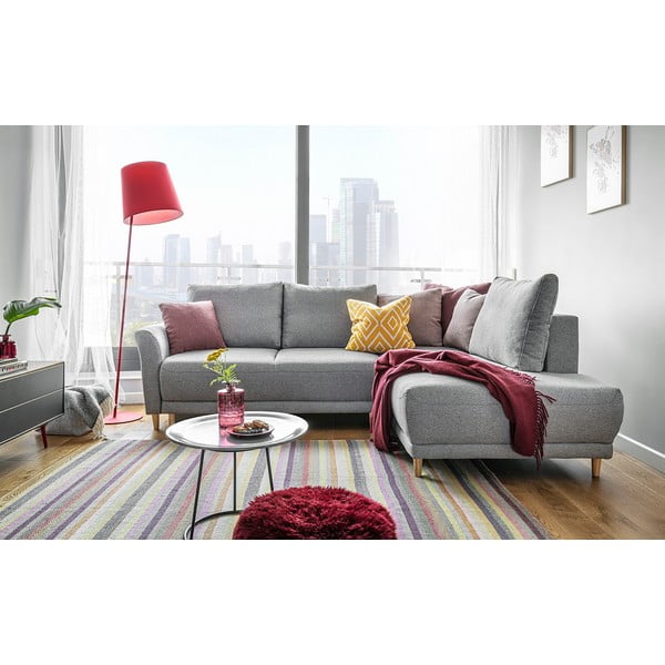 Colțar extensibil cu șezlong pe partea dreaptă Miuform Lovely Annie, gri deschis-image-1