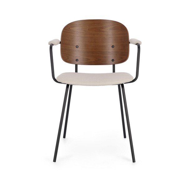 Scaun de dining maro/bej cu cotiere tapițat Sienna – Bizzotto-image-2