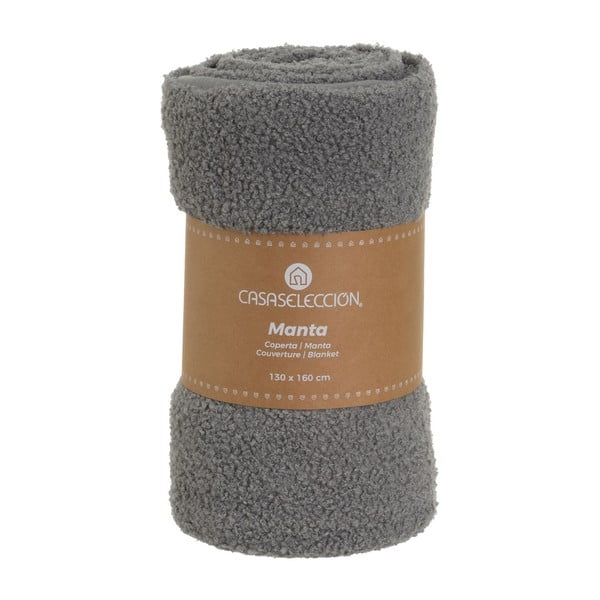 Pătură gri din sherpa 130x160 cm Sherpa Bouclé – Casa Selección-image-4