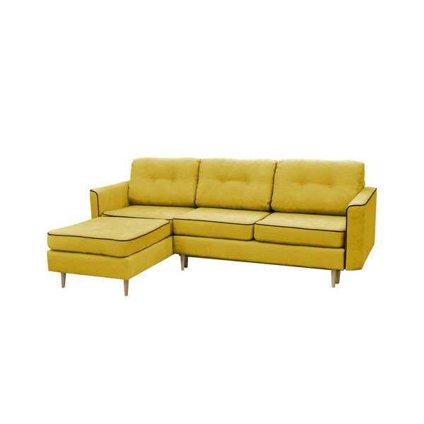 Colțar pe partea stângă Mazzini Sofas Ladybird, muștar, picioare în nuanță deschisă-image-3