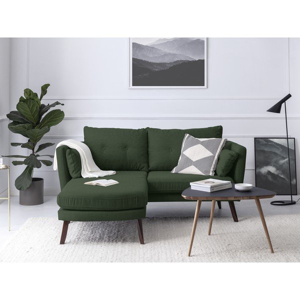Canapea cu 3 locuri Mazzini Sofas Elena, cu șezlong pe partea stângă, verde-image-1