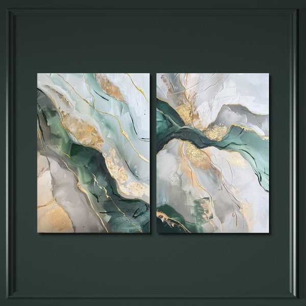 Set de tablouri cu detalii pictate manual 2 buc. 50x70 cm Aventurine – Styler-image-3