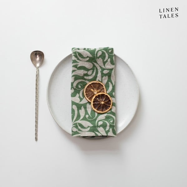 Șervețel din in 40x40 cm Evergreen Damask – Linen Tales-image-2